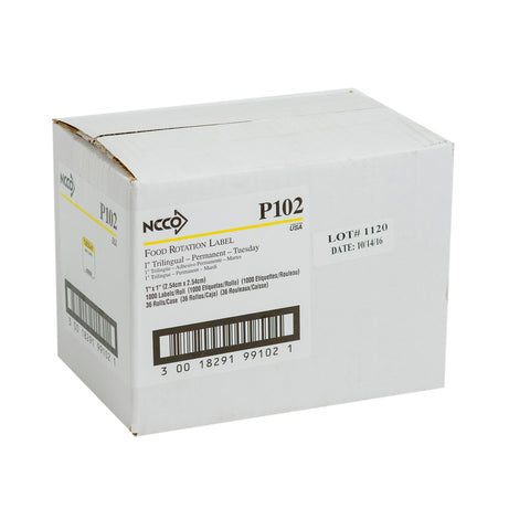 National Checking LABEL FOOD ROTATION TRILINGUAL YELLOW TUESDAY 1X1