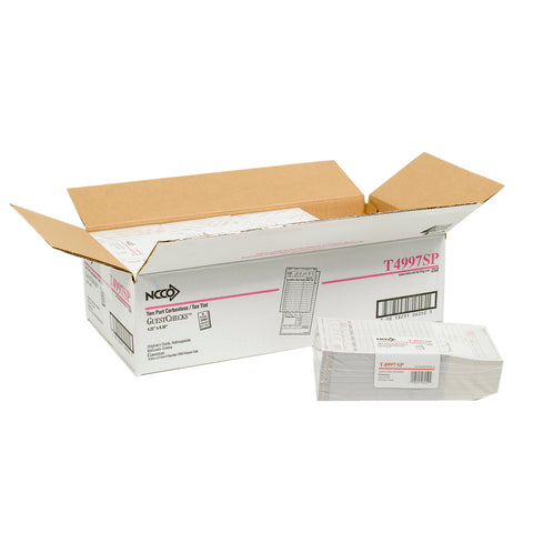National Checking Company Carbonless Guest Check Board - 2 Part Tan, 15 Line, 4.20 x 8.5 inch -- 2000 per case.