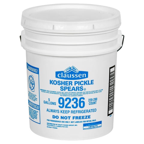 Claussen Dill Pickle Spears, 5 Gallon, 220 - 280 per case
