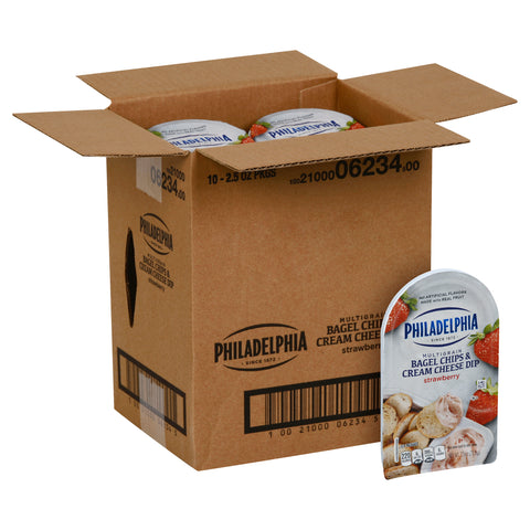 Philadelphia Strawberry Bagel Chips and Cream Cheese Dip, 2.5 Ounce -- 10 per case.