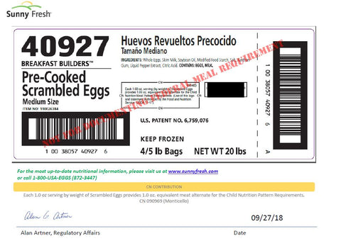 Sunny Fresh™ EGG SCRAMBLED MEDIUM SIZE PRE-COOKED FROZEN