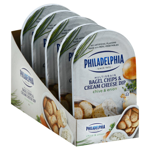 Philadelphia Chive Onion Bagel Chips and Cream Cheese Dip, 2.5 Ounce -- 10 per case.