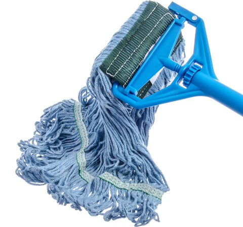 Flo-Pac® MOP W/ GREEN BAND LOOPED-END MEDIUM BLUE