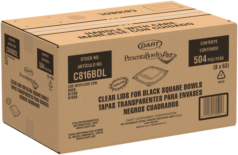Lid Pet Small Clear Square For Bowls 8-16 Oz