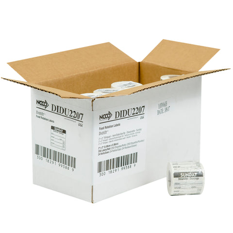 DateIt™ LABEL TRILINGUAL ITEM/DATE/USE BY DISSOLVING BLACK SUNDAY 2X2