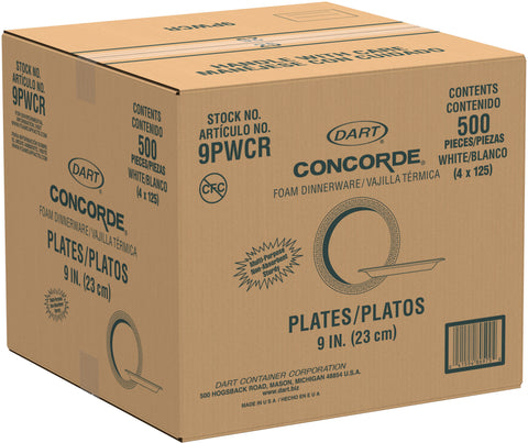Dart Concorde® PLATE FOAM NON-LAMINATED WHITE 9