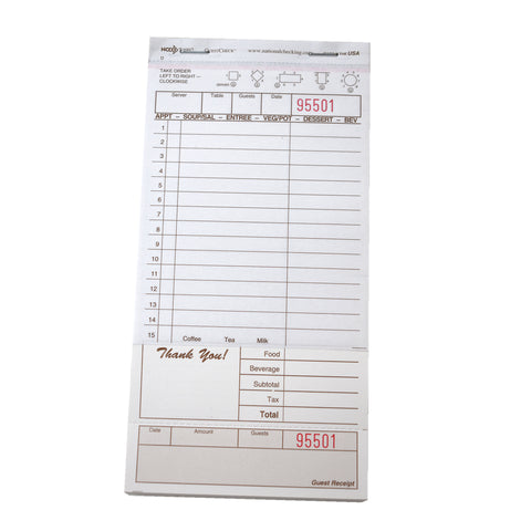 Guest Check 2 Part Carbonless Tan
