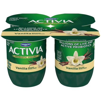 Activia Vanilla Probiotic Yogurt, 4 Ounce -- 24 per case.