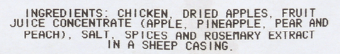 Sausage Chicken Apple Raw 1 Oz