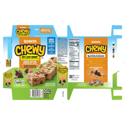 Quaker® GRANOLA BAR REDUCED SUGAR PNB CHOCOLATE CHIP
