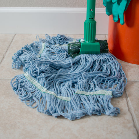Mop Wet Medium Looped-end W/ Green Band Blue