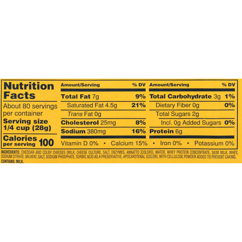 Kraft Velveeta Feather Shred Cheese, 5 Pound -- 4 per case.