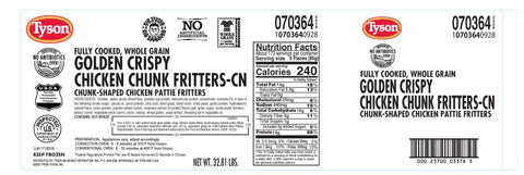 USDA CHICKEN NUGGET WHOLE GRAIN GOLDEN CRISPY 0.70 OZ 10703640928