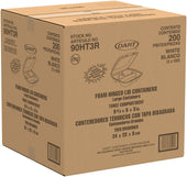 Container Foam White Hinged Lid Large Three Compartment 9.4x9x3