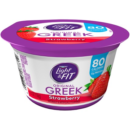 Light and Fit Strawberry Greek Nonfat Yogurt, 5.3 Ounce -- 12 per case.