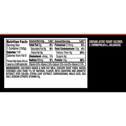 Oikos Organic Triple Zero Peach Nonfat Greek Yogurt, 5.3 Ounce -- 12 per case.